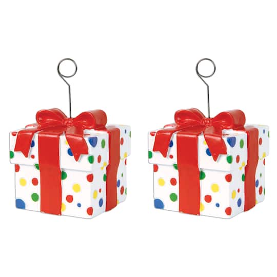 Beistle 6oz. Polka Dots Gift Box Photo & Balloon Holders, 2ct.